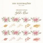 Kit Digital Arranjos Florais Gold e Rosé